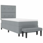 vidaXL Lit à ressorts avec matelas Gris clair 100 x 200 cm tissu