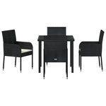 vidaXL Ensemble de Salle à Manger de Jardin 5 Pièces avec Coussins Noir Rattan Poly