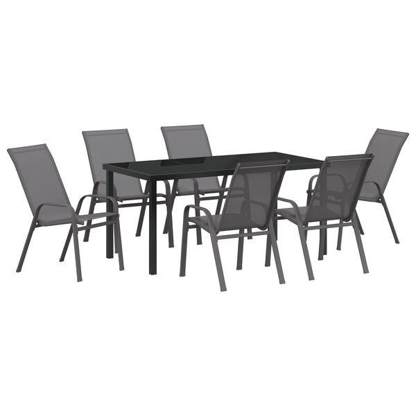 vidaXL Ensemble de Salle à Manger de Jardin 7 Pièces Gris Textilène et Acier