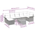 vidaXL Ensemble de canapé de jardin avec coussin 8 Pièces Gris Poly rotin