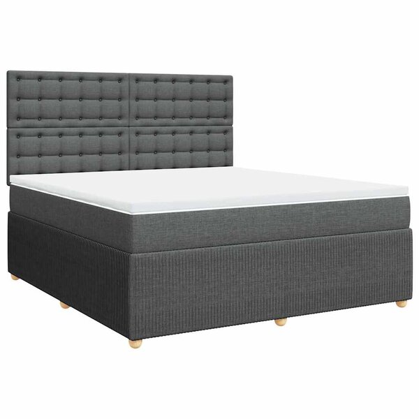 vidaXL Sommier à lattes de lit avec matelas Gris foncé 180x200cm Tissu