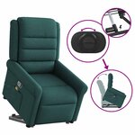 vidaXL Fauteuil inclinable de massage Vert foncé Tissu
