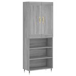 vidaXL Buffet haut Sonoma gris 69 5x34x180 cm Bois d'ingénierie
