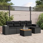 vidaXL Salon de jardin 6 Pièces avec coussins noir résine tressée