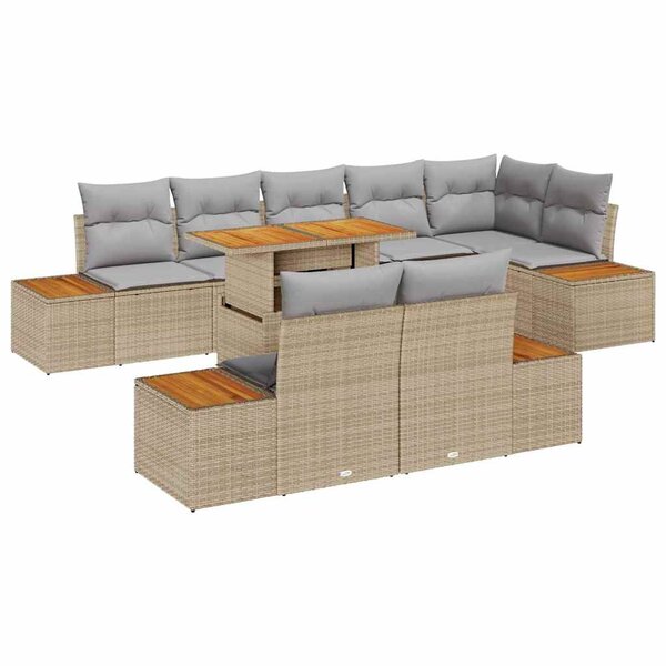 vidaXL Ensemble de canapé de jardin 9 Pièces Beige Poly rotin