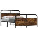 vidaXL Cadre de lit en métal sans matelas chêne fumé 140x200 cm