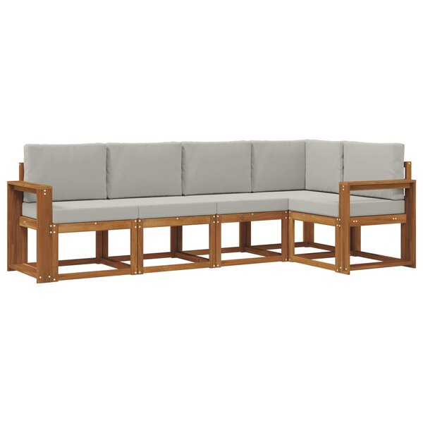 vidaXL Ensemble de canapés d'extérieur 5 pc Gris Naturel et Clair
