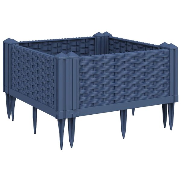 vidaXL Jardinière avec piquets bleu gris 42 5x42 5x28 5 cm PP