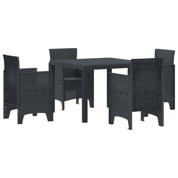 vidaXL Ensemble de salle à manger de jardin de 5 pièces en poly rattan anthracite