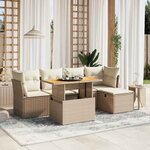 vidaXL Salon de jardin avec coussins 6 Pièces beige résine tressée