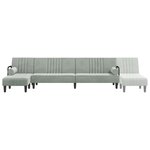 vidaXL Canapé-lit en forme de L gris clair 260x140x70 cm velours