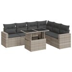 vidaXL Salon de jardin avec coussins 7 Pièces gris clair résine tressée