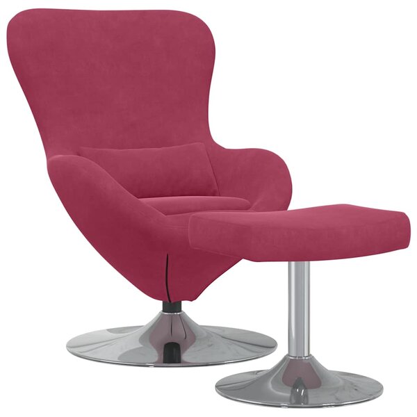 vidaXL Chaise Œuf avec Pouf Rouge bordeaux 63 x 73 x 90 cm Velours