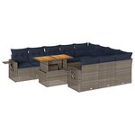 vidaXL Salon de jardin 11 Pièces avec coussins gris résine tressée