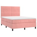 vidaXL Sommier à lattes de lit matelas et LED Rose 140x200 cm Velours