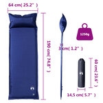 vidaXL Matelas de camping autogonflant oreiller 1 personne bleu marine