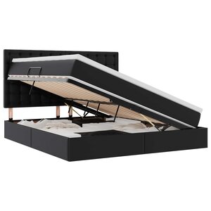 vidaXL Lit de Rangement Noir 160 x 200 cm Cuir synthétique