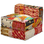 vidaXL Pouf modulaire à 3 places Patchwork Tissu