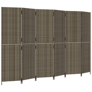 vidaXL Cloison de séparation 6 panneaux gris résine tressée