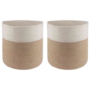 vidaXL Ensemble de Pots à Plantes 2 Pièces Naturel et Blanc Ø 28 x 28 cm