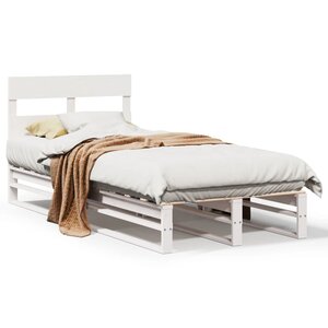 vidaXL Cadre de lit sans matelas blanc 75x190 cm bois de pin massif
