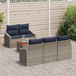 vidaXL Ensemble de canapé de jardin 6 Pièces Gris et bleu marine