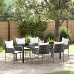 vidaXL Set de Salle à Manger de Jardin de 7 Pièces avec Coussins Marron en Rattan Poly