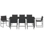 vidaXL Ensemble de Salle à Manger de Jardin en 9 Pièces avec Coussins Noir Textilène et Acier