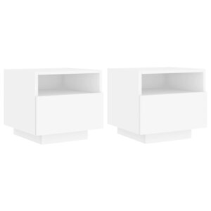 vidaXL Armoires de chevet avec lumières LED 2 Pièces blanc 40x39x37 cm