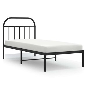vidaXL Cadre de lit métal sans matelas avec tête de lit noir 90x200 cm