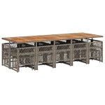 vidaXL Ensemble à manger de jardin 15 Pièces coussins gris résine tressée