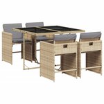 vidaXL Ensemble à manger de jardin coussins 5 Pièces mélange beige rotin