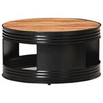 vidaXL Table basse Noir 68x68x36 cm Bois d'acacia massif