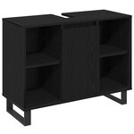 vidaXL Ensemble de mobilier de salle de bain avec stockage 3 Pièces Noir