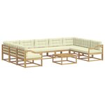 vidaXL Ensemble de canapés d'extérieur 10 pc Blanc et crème