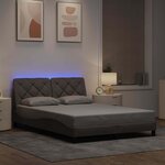 vidaXL Cadre de lit avec LED sans matelas taupe 140x190 cm tissu