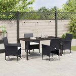 vidaXL Ensemble de salle à manger pour jardin 5 Pièces Noir Poly rotin