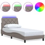 vidaXL Cadre de lit avec LED sans matelas taupe 80x200 cm tissu
