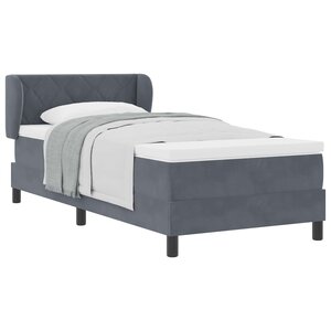 vidaXL Lit à ressorts avec matelas Gris foncé 100 x 200 cm Velours