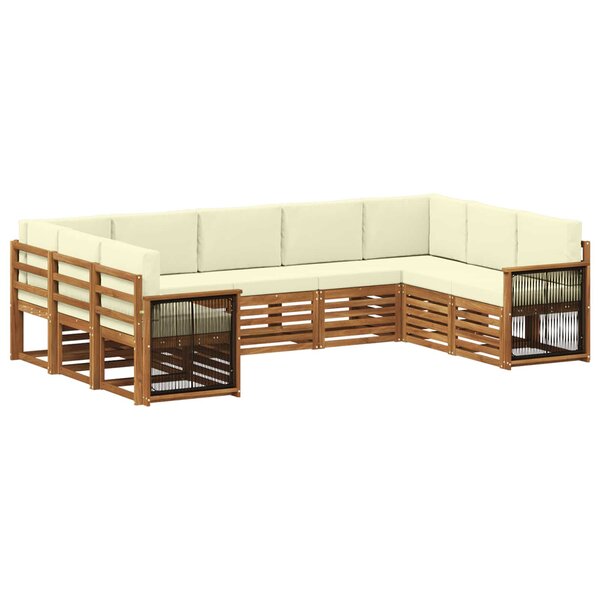 vidaXL Ensemble de canapé d'angle avec coussin 7 Pièces Naturel et Crème