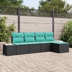 vidaXL Ensemble de canapé de jardin avec coussin 5 Pièces Noir polyrotin