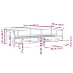 vidaXL Lit de jour avec tiroirs sans matelas 80x200 cm bois massif