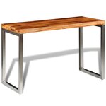 vidaXL Table à manger avec pieds en acier bois massif