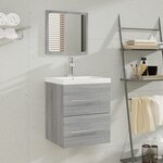 vidaXL Meuble lavabo avec bassin intégré Sonoma gris Bois d'ingénierie