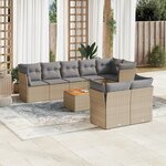 vidaXL Salon de jardin avec coussins 9Pièces mélange beige résine tressée