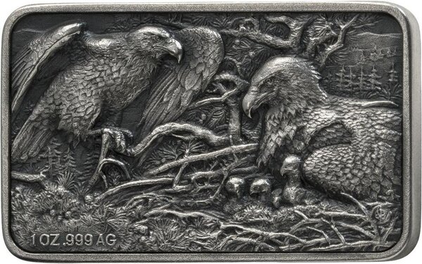 Pièce de monnaie en Argent 1000 Francs g 31.1 (1 oz) Millésime 2026 Trésors Familles Animales EAGLE (PRÉCOMMANDE)