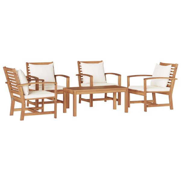vidaXL Ensemble de canapé de jardin 5 pc Naturel Bois de teck massif