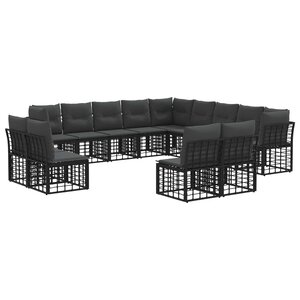 vidaXL Ensemble de canapés d'extérieur Noir et Gris foncé Polyester