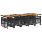 vidaXL Ensemble à manger de jardin 11 Pièces coussins noir résine tressée