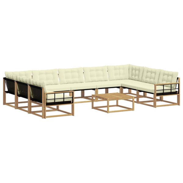vidaXL Ensemble de canapés d'extérieur 10 pc Blanc et crème